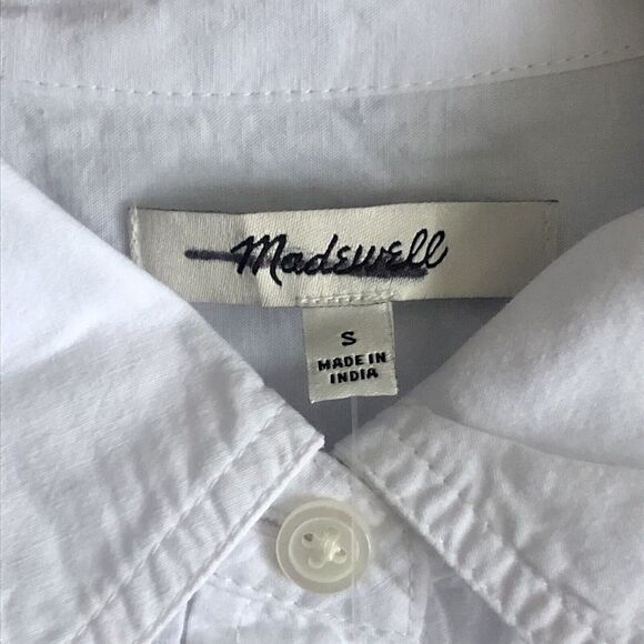 Madewell Top Sz Small White Crop Dolman Shirt Button Up Cotton Lyocell Linen NWT - Picture 11 of 16